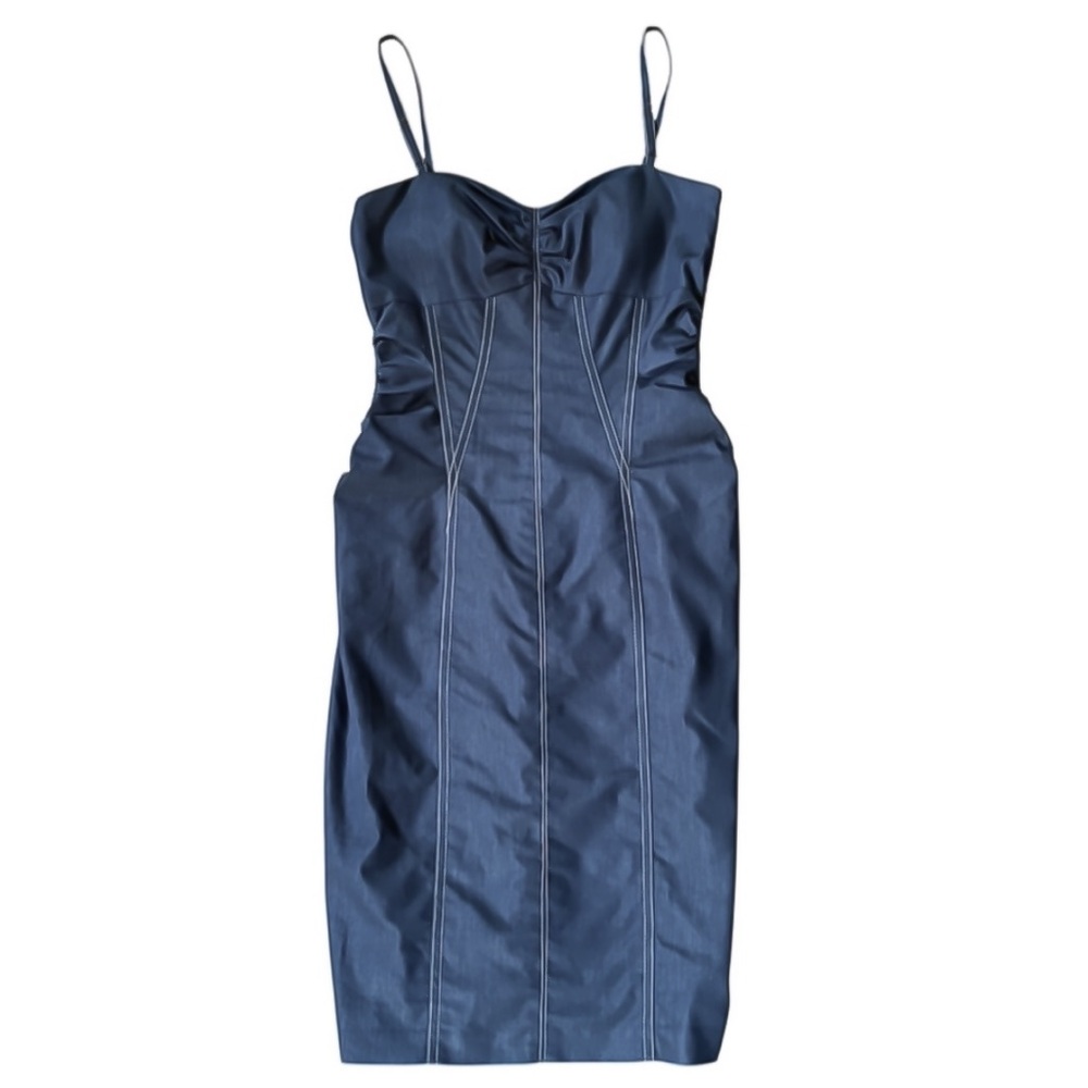 Cache Denim Side Ruched Bodycon Dress